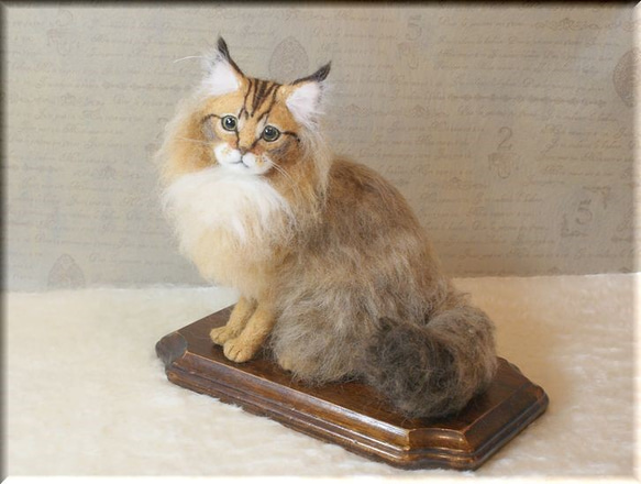 羊毛フェルト 猫 メインクーン ねこ ネコ 猫フィギュア 羊毛フェルト
