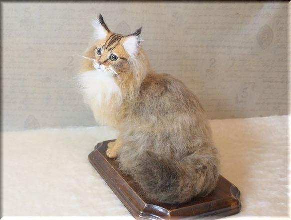 羊毛フェルト　猫　メインクーン　ねこ　ネコ　猫フィギュア 3枚目の画像