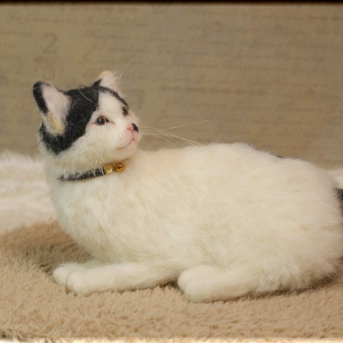 羊毛フェルト 猫 はちわれ猫さん ジャパニーズ・ボブテイル ねこ ネコ