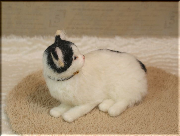 羊毛フェルト　猫　はちわれ猫さん ジャパニーズ・ボブテイル　ねこ　ネコ　猫フィギュア 9枚目の画像