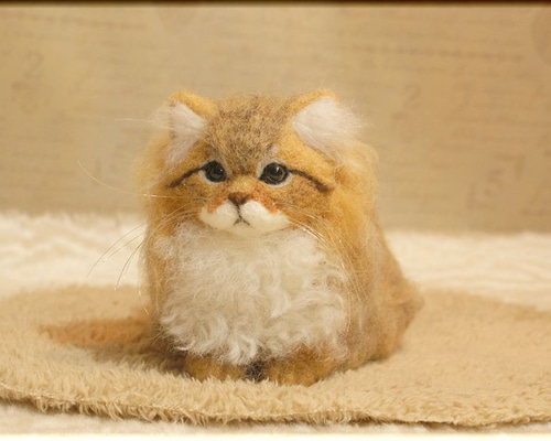 羊毛フェルト猫 クリスマスリース チンチラシルバー 羊毛フェルト 猫 チンチラシルバー ペルシャ ミニチュア ねこ