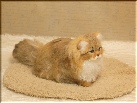 羊毛フェルト　猫　ペルシャ猫　チンチラゴールデン　猫フィギュア 10枚目の画像