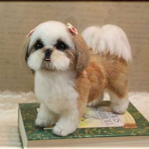 ゆりちゃん 羊毛フェルト 犬 シーズーちゃん 羊毛フェルト犬 シーズー 犬 おカッパちゃん - YURI-FELT'S