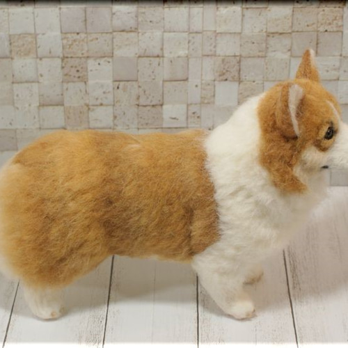 羊毛フェルト 犬 ウェルシュ・コーギー 犬フィギュア 羊毛