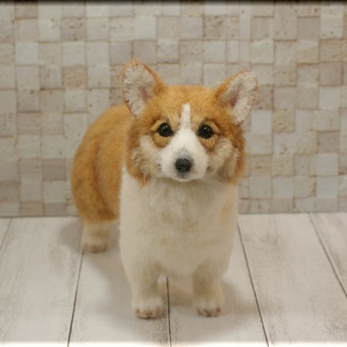 羊毛フェルト 犬 ウェルシュ・コーギー 犬フィギュア 羊毛