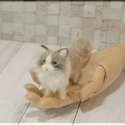 羊毛フェルト 猫 小さなラグドールさん ねこ ネコ 手のひらサイズ 羊毛  