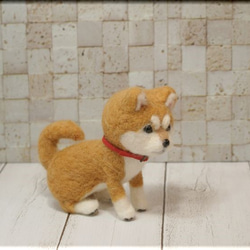 羊毛フェルト　犬　柴犬さん　赤　犬フィギュア 3枚目の画像