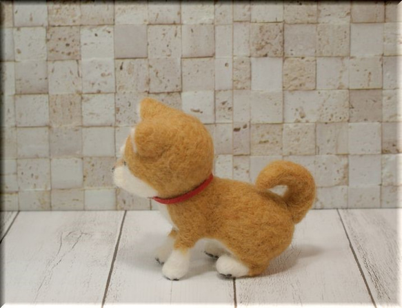 羊毛フェルト　犬　柴犬さん　赤　犬フィギュア 5枚目の画像