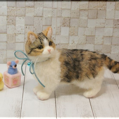 羊毛フェルト 猫 マンチカンちゃん ねこ ネコ 羊毛フェルト