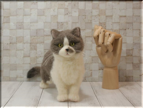 羊毛フェルト　猫　ブリティッシュ・ショートヘアさん　ねこ　ネコ　猫フィギュア 1枚目の画像