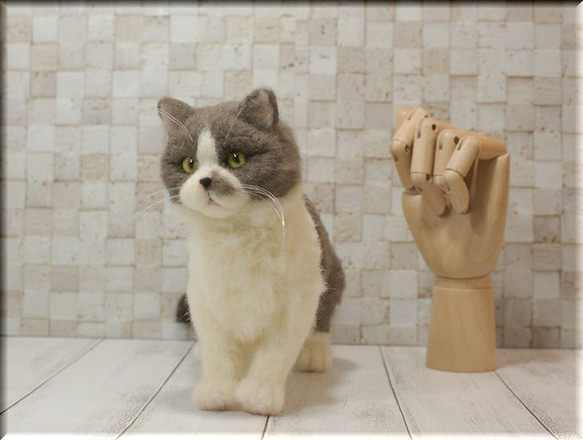 羊毛フェルト　猫　ブリティッシュ・ショートヘアさん　ねこ　ネコ　猫フィギュア 3枚目の画像