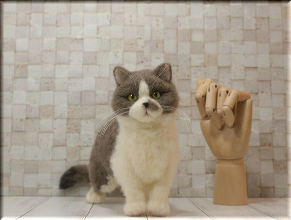 羊毛フェルト　猫　ブリティッシュ・ショートヘアさん　ねこ　ネコ　猫フィギュア 6枚目の画像