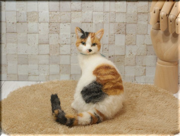 ♡MARIE♡プロフ必読です♪ 羊毛フェルト　猫　No.1 三毛