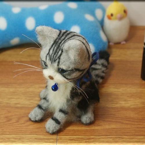 た*ん様 羊毛フェルト 猫 アメリカンショートヘア 羊毛フェルト 猫 アメリカンショートヘア ねこ ネコ アメリカン