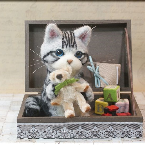 羊毛フェルト 猫 アメリカンショートヘアの小部屋 ねこ ネコ