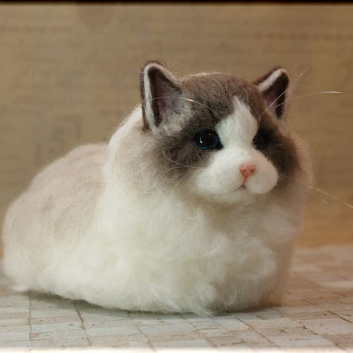 羊毛フェルト 猫 ラグドール 手のひらサイズ ねこ ネコ 猫