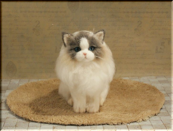 羊毛フェルト 猫 ラグドール フレーム 羊毛フェルト 猫 ラグドール ねこ ネコ 猫フィギュア - MONT