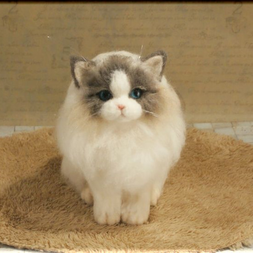 羊毛フェルト 猫 ラグドール ねこ ネコ 羊毛フェルト モンブラン 通販