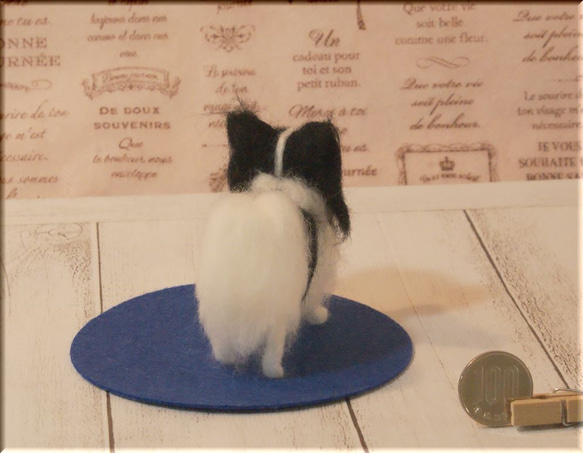 羊毛フェルト　犬　パピヨン　手のひらサイズ 3枚目の画像