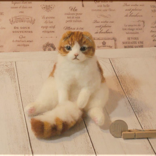 羊毛フェルト スコティッシュフォールド　猫　子猫　ハンドメイド 羊毛フェルト スコティッシュフォールド 猫 子猫 ハンドメイド
