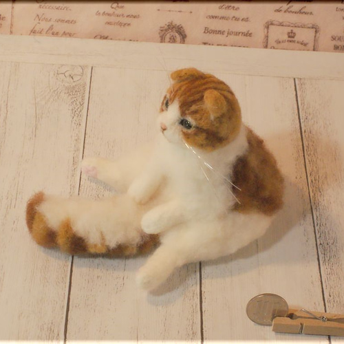 羊毛フェルト 猫 小さめ スコティッシュフォールド 羊毛フェルト