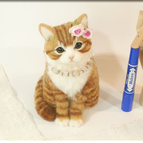 羊毛フェルト 猫 茶トラ猫さん チャトラ ねこ ネコ 猫フィギュア
