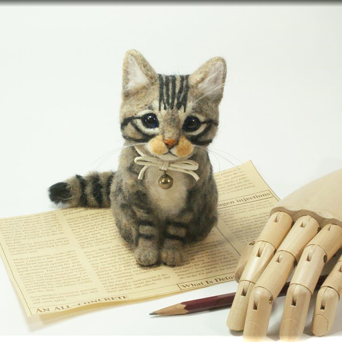 人気海外ブランドアイテム｜ファッション通販 猫 羊毛フェルト キジトラちゃん 猫 ネコ ねこ キジトラ猫 絵画