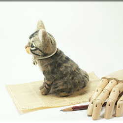 羊毛フェルト　猫　キジトラちゃん キジトラ猫　ねこ　ネコ　猫フィギュア 3枚目の画像