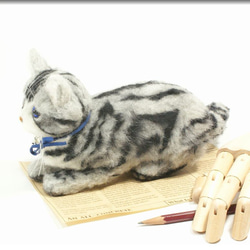 羊毛フェルト　猫　アメリカンショートヘア　猫フィギュア　アメショー 5枚目の画像