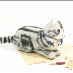 羊毛フェルト　猫　アメリカンショートヘア　猫フィギュア　アメショー 7枚目の画像
