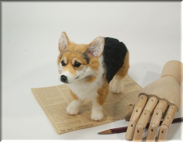 羊毛フェルト　犬　コーギーさん　ウェルシュ・コーギー　犬フィギュア 3枚目の画像
