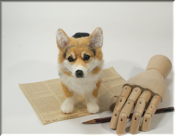 羊毛フェルト　犬　コーギーさん　ウェルシュ・コーギー　犬フィギュア 8枚目の画像
