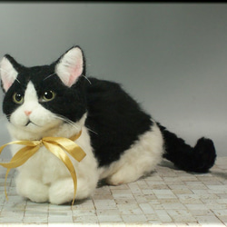 羊毛フェルト　猫　はちわれ猫さん　ねこ　ネコ　猫フィギュア 3枚目の画像