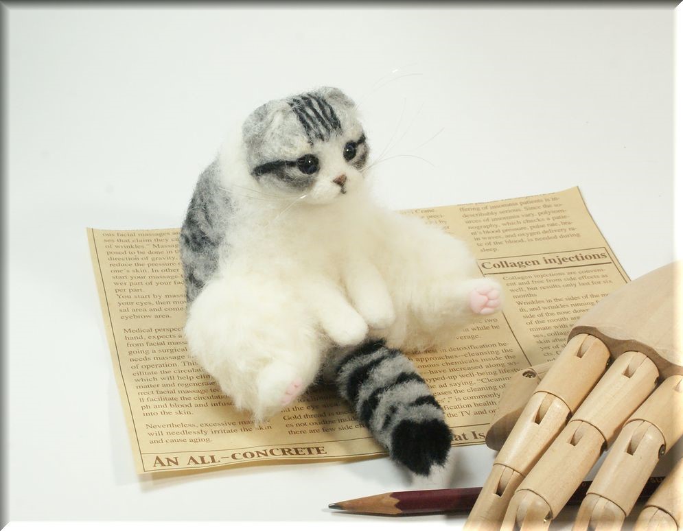 羊毛フェルト　猫(スコティッシュフォールド) 羊毛フェルト 猫 スコティッシュフォールド ねこ ネコ 猫