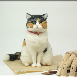 羊毛フェルト 猫 三毛猫さん デブ猫 ねこ ネコ 羊毛フェルト
