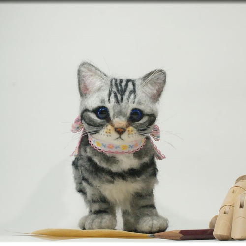 羊毛フェルト 猫 アメリカンショートヘア ねこ ネコ アメショ 猫