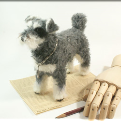 羊毛フェルト　犬　シュナウザーさん　犬フィギュア　ミニチュアシュナウザー 1枚目の画像