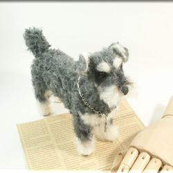 羊毛フェルト　犬　シュナウザーさん　犬フィギュア　ミニチュアシュナウザー 2枚目の画像