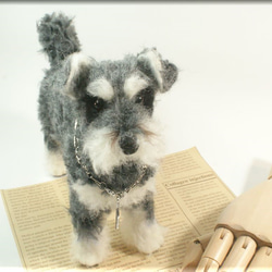 羊毛フェルト　犬　シュナウザーさん　犬フィギュア　ミニチュアシュナウザー 3枚目の画像