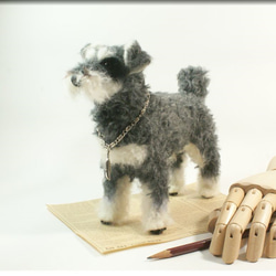 羊毛フェルト　犬　シュナウザーさん　犬フィギュア　ミニチュアシュナウザー 4枚目の画像