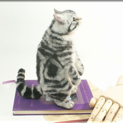羊毛フェルト　猫　アメリカンショートヘア　立ちニャンコ　猫フィギュア　アメショー 10枚目の画像