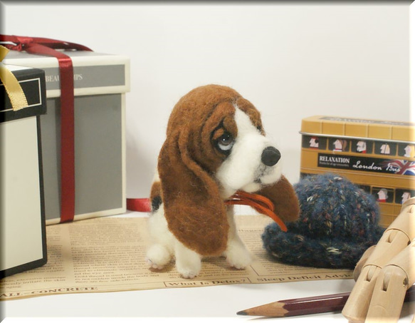 羊毛フェルト　犬　バセット・ハウンドさん 2枚目の画像