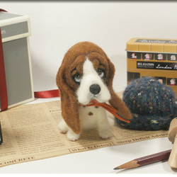 羊毛フェルト　犬　バセット・ハウンドさん 4枚目の画像