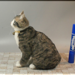 羊毛フェルト　猫　キジシロさん　猫フィギュア　キジ白猫 7枚目の画像