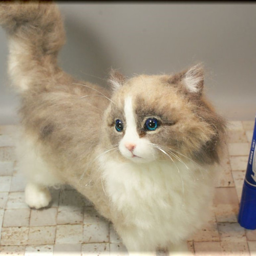 羊毛フェルト 猫 ラグドール ねこ ネコ 猫フィギュア 羊毛