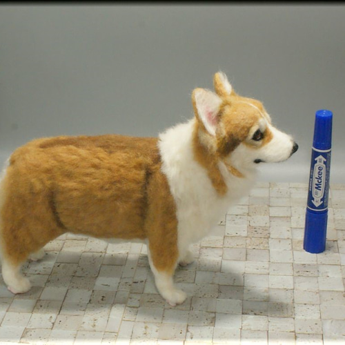 羊毛フェルト 犬 コーギー ウェルシュ・コーギー 犬フィギュア