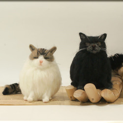 羊毛フェルト　猫　仲良しデブ猫さん　ねこ　ネコ 2枚目の画像