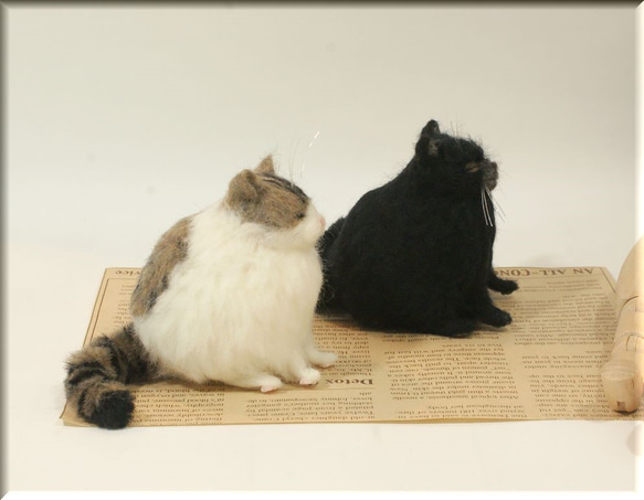 羊毛フェルト　猫　仲良しデブ猫さん　ねこ　ネコ 3枚目の画像