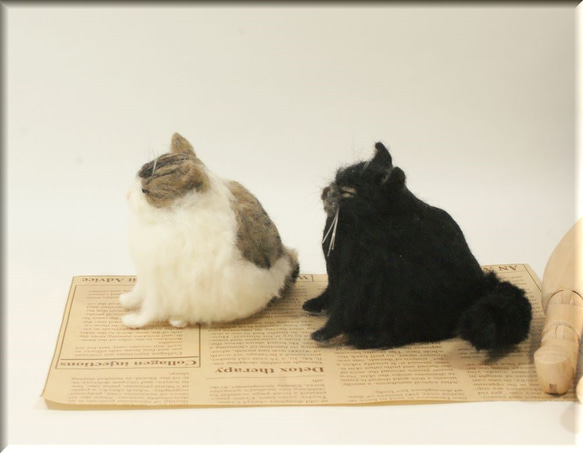羊毛フェルト　猫　仲良しデブ猫さん　ねこ　ネコ 4枚目の画像