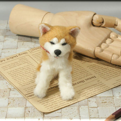 羊毛フェルト　犬　秋田犬さん　手のひらサイズ　いぬ　イヌ　犬フィギュア 2枚目の画像